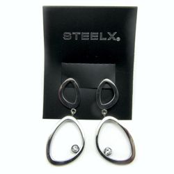 STEELX Modern Open Ovals w/CZ Earrings - ER369 STEELX Modern Open Ovals w/CZ Earrings - ER369
